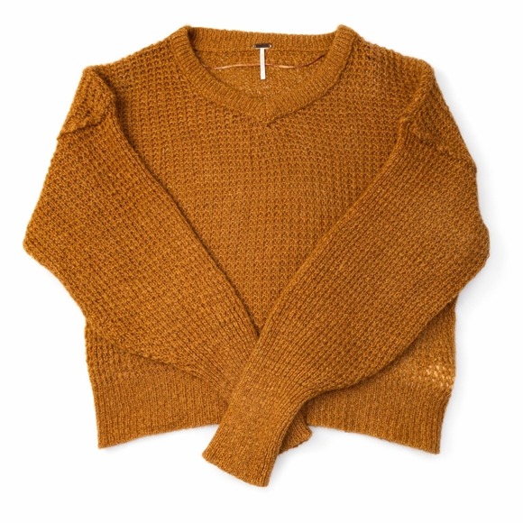 Free People Women's Lulu Oversized Knit Sweater Ginger Brown Wool Alpaca Size M - Picture 4 of 9
